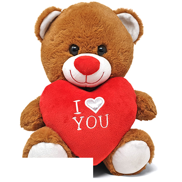 Teddy Bear Cuddle (Brown Whiteh Red Heart) Plush Toy 30 cm