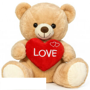 Teddy Bear (Brown) Bobby Whiteh Heart Plush Toy 30 cm